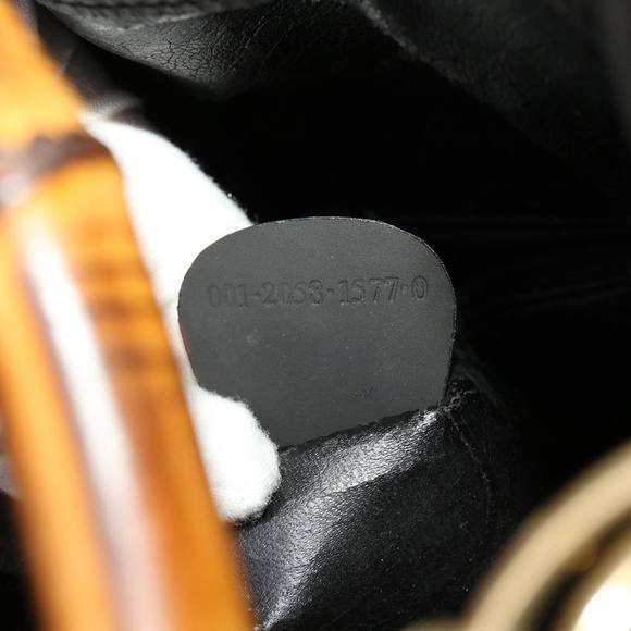 GUCCI Bamboo Hand Bag Suede 2way Black Auth ar9709B - Picture 11 of 16